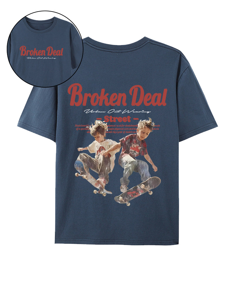 Broken Deal Double Sided Casual Short Sleeve T-Shirt