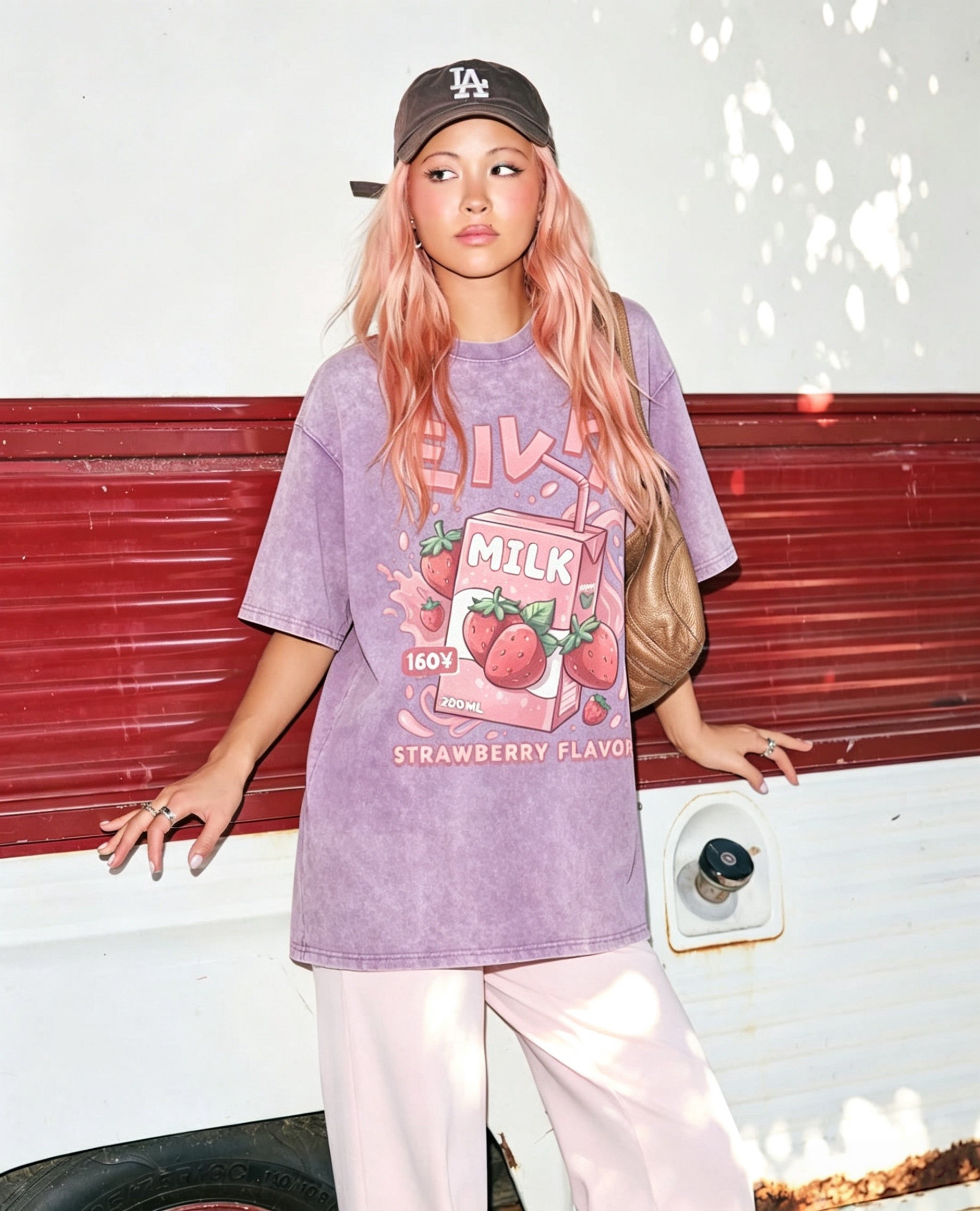 Strawverry Flavor Washed T-Shirt